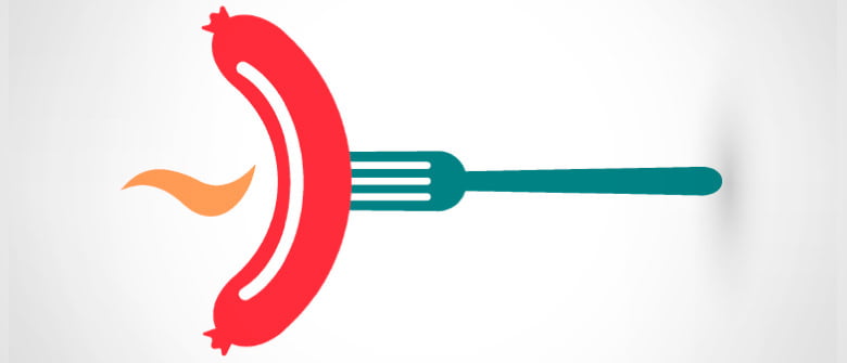 Um hotdog saudável em processo de criação