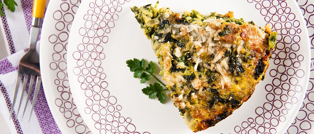 Torta de espinafre com cogumelos portobello