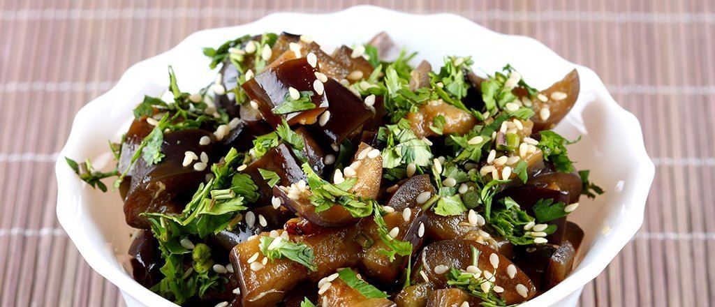 berinjela com gergelim no vapor