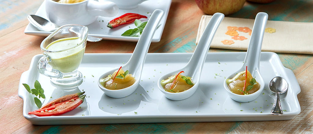 purê de maçã com molho picante