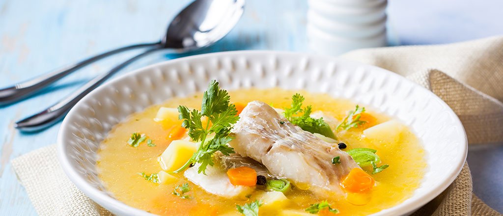 Bacalhau assado com shiitake em caldo de missô