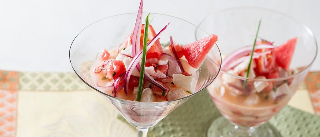 Ceviche de peixe branco